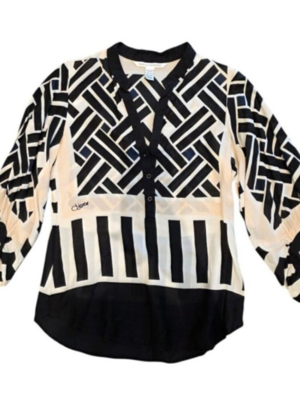 ## ✨ Diane von Furstenberg Cotton-Silk Graphic Geometric Blouse ✨